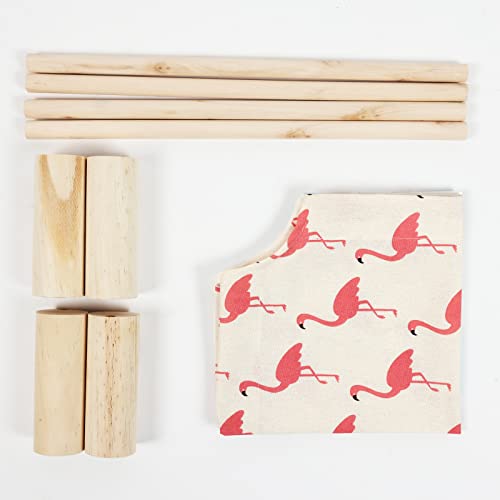 Patas Lague Cat Hammock Bed Small Eleveted Dog Bed 19x19 in Flamingo | Brethable Wooden Pet Bed, Cooling Rabbit Cot, Outdoor Cat Furniture For Summer - color: Flamingo