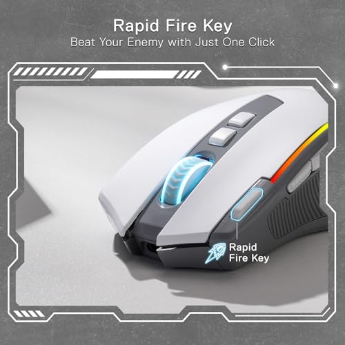 Redragon M612 Wireless RGB Optical Gaming Mouse 8000 DPI Remapping Keys | Cable-Free 0 Delay, Redefine Keybinding Macro, Vibing Backlight, Ergonomic Grip Body Comfort - color: Gray, style: Wireless