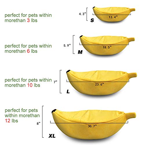 Petgrow · Cute Banana Cat Bed House Large Size, Christmas Pet Bed Soft Warm Cat Cuddle Bed, Lovely Pet Supplies for Cats Kittens Rabbit Small Dogs Bed,Yellow - size: Large
