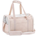 Fashion Dog Carrier Pet Carrier Airline Approved Cat Carrier for Small Dogs Cats Under 15 Lbs, Vegan Leather Collapsible Soft Sided Travel Puppy Carrier - color: Off-White