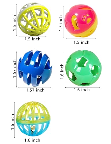 5 Pack Ferret Bell Ball Toys, Play Balls for Small Medium Large Ferrets | Bright Smooth Surface, Tough Wear-Resistant Construction for Daily Ferret Cage Play - size: 1.5''