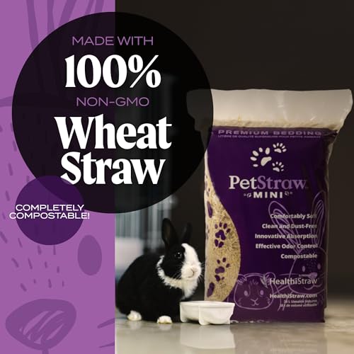 HealthiStraw PetStraw Mini, 38 L (4 lbs) – All-Natural Multi-Length Wheat Straw Animal Bedding for Small Pets -Ideal for Tunneling and Burrowing, Soft - Sustainably Sourced