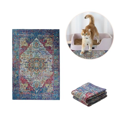 Lovewag Cat Litter Mat, Litter Box Mat, Bohemian Jewel, 16x24, 2 Pack | Washable litter mat cover, kitty litter mat & cat mat for litter box, litter trapping mat, prevents tracking, multi-cat - color: Bohemian Jewel, size: 16x24 inches (Pack of 2)