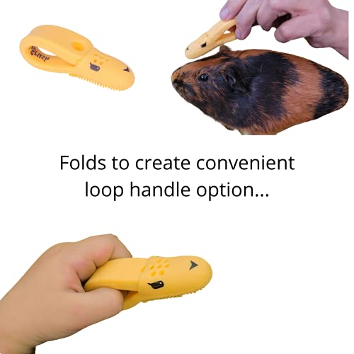 HuggleBrush Original Yellow Guinea Pig Brush, Rabbit Small Pet Grooming, De-shedding, Bonding