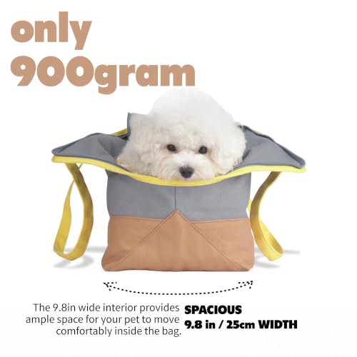 Dog Tote Bag for Small Dogs 4–20 lbs with Safety Leash, Purse carrier, Gray | safety leash hooks, removable cushion cover, and flat support base for comfortable everyday travel and hands-free carrying. - color: Gray