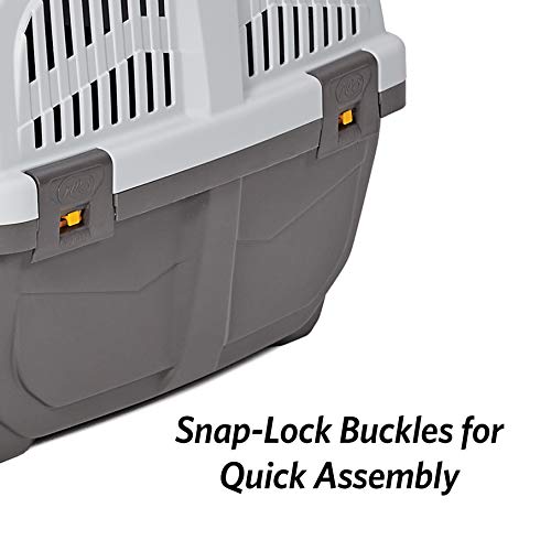 Skudo by MidWest 24-Inch Travel Carrier, Gray, Fits Pets up to 25 lbs | Hard-Sided Pet Carrier, Travel Crate with Handle, Ventilated Design, Locking Tabs, Easy Assembly