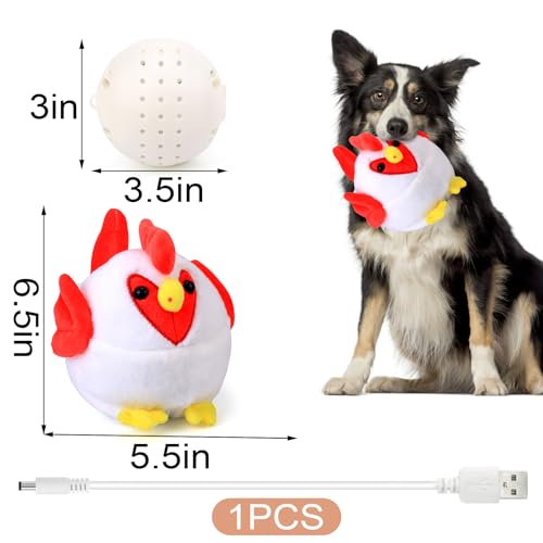 BABORUI Interactive Dog Toys Rooster, Jumping Squeaky Dog Toys with Recording and Music Modes, Rechargeable Moving Dog Chew Toys for Small/Medium/Large Dogs to Keep Them Busy(Rooster) - color: Rooster