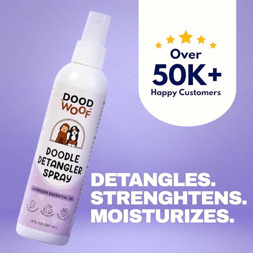 Dood Woof Dog Detangler Spray - Dematting Leave-in Conditioner for Doodles - Goldendoodle Labradoodle Poodle Puppy Grooming - 8 oz