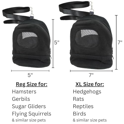 Kucci Carry Pouch - Fleece Travel Bonding Carrier Bag - for Sugar Gliders, Squirrels, Marmosets, Hamsters, Rodents, Rats, Reptiles & Other Small Pets (Regular) - size: 5.0"L x 4.0"W x 5.0"H