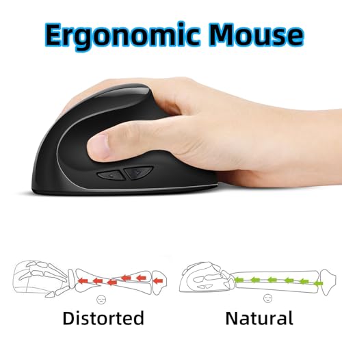 Vertical Mouse,Wireless Small Hand Ergonomic Mouse,Quiet Clicks 3 Adjustable DPI (1000/1200/1600),Compatible with Windows/Mac/Linux - color: Black