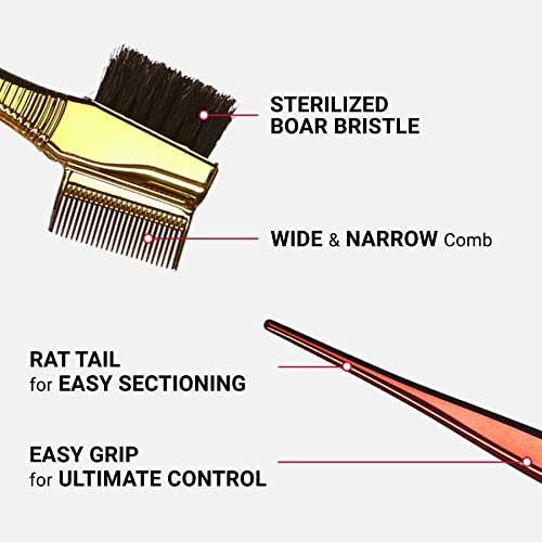 RED by Kiss Chrome Edge Brush Bacteria Free Sterilized Boar Bristles Hair Styling Brush Comb