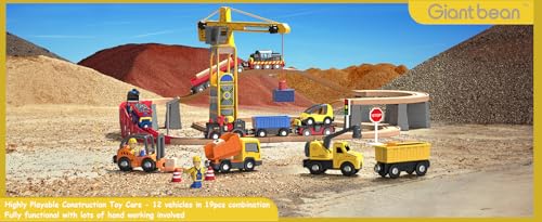 Giant bean 12Pcs Vehicles Battery Operated Train Car Set, Magnetic Mini Construction Set for Wooden Train Track, Bulk Car Toys for Toddlers Boys Girls Kids 3 4 5, Fits for Most Brands | Magnetic Mini Construction Set for Wooden Train Track, Bulk Car Toys