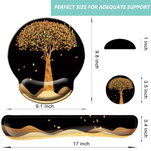 Keyboard Wrist Rest Pad Mouse Pad with Wrist Support Set of 3, Mousepad with Non-Slip Rubber Base, Ergonomic Memory Foam Mouse Wrist Cushion Support for Home Office Laptop Computer, Tree - color: Tree