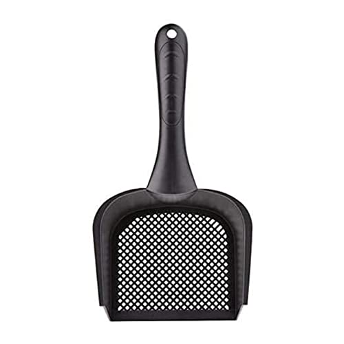 Cat Litter Scoop,Kitty Pet Shovel Scoop Reptile Terrarium Bedding Litter Cleaner Scoop For Cat Tortoise Snake,Hole:2.5mm Suitable For Very Fine Cat Litter - color: Black