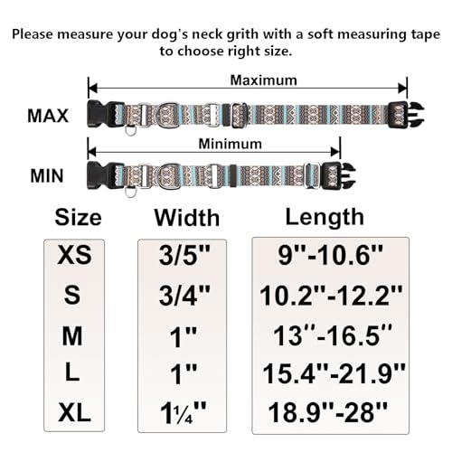 Martingale Dog Collar with Buckle Tribal Design Adjustable Escape Proof Pet Collars (Aztec, Large) - color: Aztec, size: Large