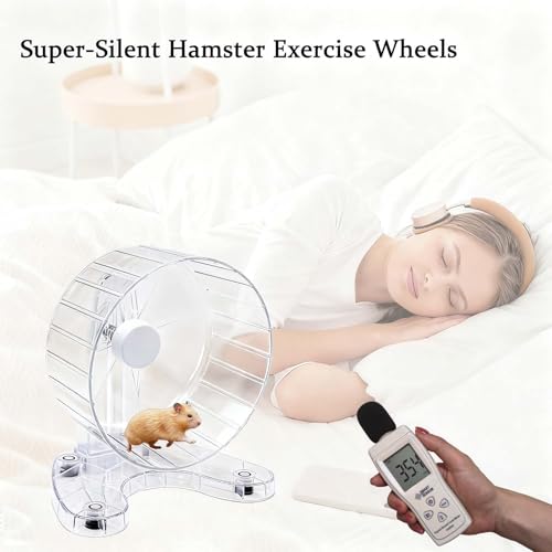 6.5" Hamster Exercise Wheel with Drinking Bottle, Hamster Exercise Wheel for Gerbils, Syrian & Dwarf Hamsters, Chinchillas, Hamster Running Wheel Noiseless Spinning Design for Other Small Pets, Clear - color: Clear, size: 6.5" with Drink Bottle
