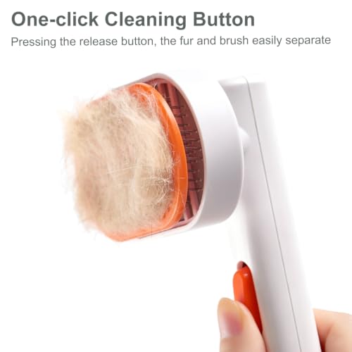 Cat Brush for Shedding, Self-Cleaning Slicker Brush | Self-Cleaning Slicker Brush, Kittens & Rabbits Removes Loose Fur, Undercoat Deshedding Comb with One-Click Cleaning