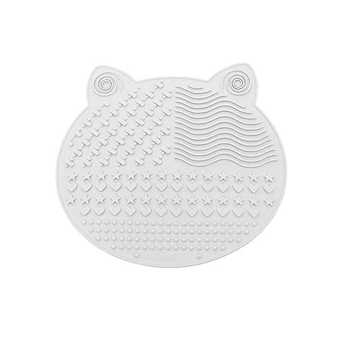 2Pack Makeup Brush Cleaning Mat, Cute Cat Ear Animal Design Silicone Brush Cleaner Pad with Suction Cups (Black+White) - color: Black+White