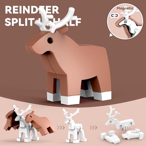 Magnetic Animal Building Toys, STEM Toddler Learning Toys 3D Puzzle Animals for Boys Girls, Educational Magnetic Travel Montessori Toy Sheep Wolf Reindeer Sloth,Unique Birthday Gift for Kids 3 4 5 6 7 - style: Forest Animals