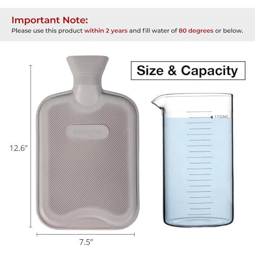 HomeTop Premium Classic Rubber Hot Water Bottle with Cute Bear Cover | Natural rubber hot water bottle,Long-lasting heat retention,Snuggly all-night warmth - color: Lavender Purple