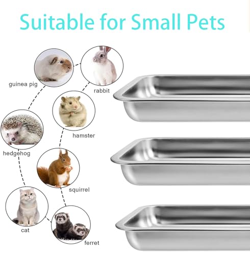 3 Pcs Kitten Litter Box with 1 Scoop,Stainless Steel Small Litter Box, 12.4"×8.4"×1.37" Metal Litter Pan, Small Litter Pan for Little Cats Kittens, Easy Cleaning