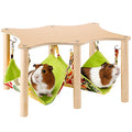 Guinea Pigs Hammock with Natural Wooden Stand- Large Hanging Hammock Bed for Piggies Chinchilla Hamster Bunny Ferrets Hiding Sleeping - size: 15.7in L * 11.8in W * 9.5in H