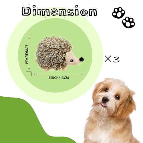 Dog Hide and Seek Toys Puppy Chew Squeaky Toys Plush Mushroom&Bamboo&Shell Hideout Stuffing with Squeakers Animals (3Pcs Squeaky Hedgehog Brown) - color: 3Pcs Squeaky Hedgehog Brown