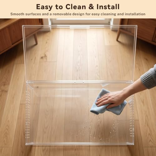 STILLCOVE Transparent Hamster Cage with Platform: 2-Tier Small Animal Cage | Wooden Platform & Ramp, Clear PET Guinea Pig House, Rat Enclosure, Mouse Tank, Pet Habitat for Hedgehog Gerbil Rodent