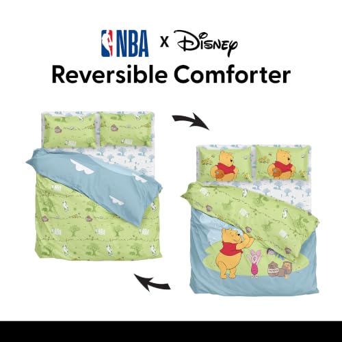 Disney Winnie The Pooh Full Comforter Set 5 Piece Includes Reversible Comforter & Sheet Bedding Set Soft Fade Resistant Microfiber Officially Licensed - color: Pooh Star Full