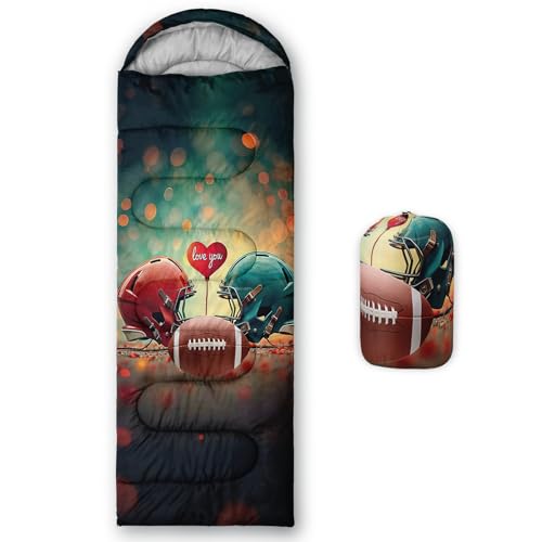 QOOMO Camping Sleeping Bags,3 Season Warm & Cool Weather,Lightweight,Waterproof Sleeping Bags for Adults & Kids,Traveling,and Outdoors,Camping Gear Equipment - color: american football