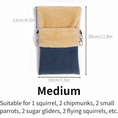 Hanging Sugar Glider Pouch Warm Hammock Pet Sleeping Bag (Green,Medium) | Back-slant design fits cages perfectly. Features a rear pocket for heating pads. Soft, cozy plush lining for rat squirrel - color: Green, size: Medium