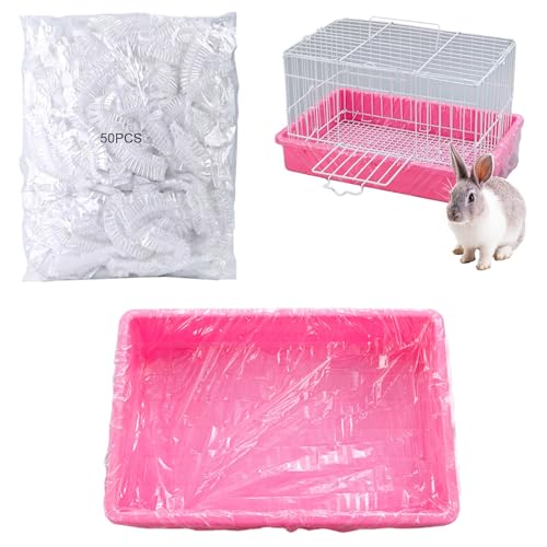 50 Pcs Disposable Rabbit Cage Liner Litter Box Liners Pet Tray Film Bags | Quick Cleanup Leak-Proof Small Animal Toilet Plastic Film Cover for Guinea Pig Bunny Bird Chinchilla - size: Large