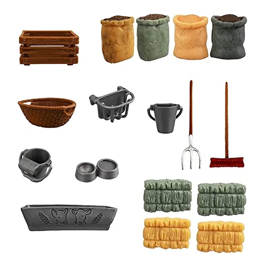 13PCS Farm Toys Feed Barn Food Accessories Toy Farm Tools Set for Animals Figure Horse Stable Playset Fence Accessories Cake Toppers for Kids Toddlers Hay Bale Straw Heap Educational Gift - style: 13PCS Farm Tools Barn Food Accessories