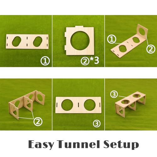 Wooden Hamster Tunnel with Multiple Holes – Natural Hideout Tube, DIY Assembly, Playground for Dwarf, Small Syrian Hamsters & Gerbils (9.5" x 3.5" x 3.5")