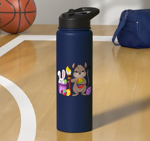Cute degu painting Easter eggs Stainless Steel Insulated Water Bottle - color: Navy Blue