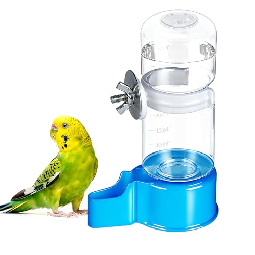 Automatic Bird Cage Water Dispenser, 4.73 oz Parakeet Water Feeder | Water Dispenser for Birds, 4.73 oz Tank, Gravity Flow Helps Reduce Mess, Rotating Cage Clip, Budgies Cockatiels Lovebirds - color: Blue, size: 1PCS Water Dispenser