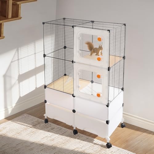 Animal Cage, 3 Tier Pet Play Paradise Large Capacity Pet Cage Ferret Cage Chinchilla Cage Small Animal Habitat for Squirrels, Sugar Gliders, Chinchillas, Degus, Hamsters (Black) - color: Black