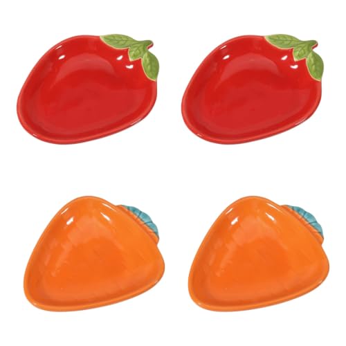 4 Pack Hamster Ceramic Food Bowl, Cute Fruit Shaped Small Animal Food Dish, Pet Feeding Bowl for Hamster, Hedgehog, Gerbil, Guinea Pig