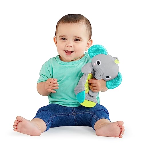 Bright Starts Snuggle & Teethe BPA-Free Crinkle Teething Plush Baby Toy - Elephant - color: Gray, size: 1 Count (Pack of 1)