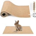 Rabbit Scratch Pad 3.28FT Self Adhesive Cuttable Rabbit Scratching Pad with Seagrass Sweet Bamboo Stick Biting Toys and Sticky Dot Stickers, Claws and Teeth Care Animal Scratching Mats for Pet Cages