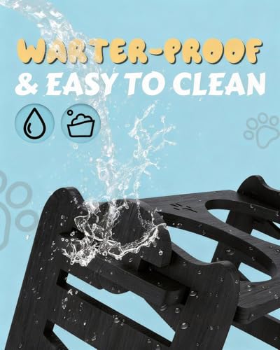 Jovrun Elevated Dog Bowls, Adjustable Raised Dog Bowl Stand for Small Size Dogs and Cats, 15°Tilted Elevated Cat Bowls, Durable Bamboo Dogs Feeder with 2 Stainless Steel Bowls and Non-Slip Feet - color: Black Spray Paint, size: 2″-7″For Small Dogs and Cat