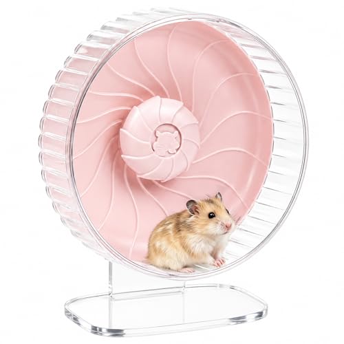 10 inch Silent Hamster Wheel with Adjustable Stand, Large Size, Pink | Large Size, Double-Bearing Design, Adjustable Stand, Smooth-Rotating Exercise Wheel for Syrian Hamsters and Gerbils - color: Pink With Stand, size: 10in