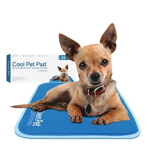 The Green Pet Shop Cool Pet Pad - Extra Small, Blue - Self-Cooling, Pressure Activated Mat for Dogs & Cats from 0-8 lbs - Non-Toxic Gel, No Water Needed - color: Blue, size: X-Small