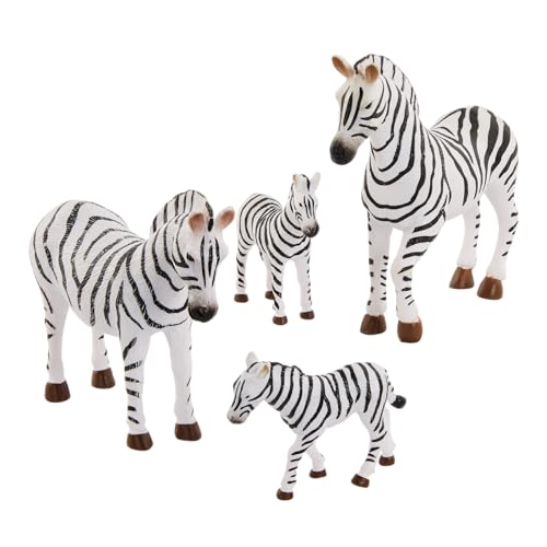 Terra by Battat Zebra Family Animal Figures, 4 Safari Toy Animals, Families | 4 plastic zebra figures with 2 adult zebras and 2 zebra foals for storytelling, collecting, zoo play, Zebra Family, 3+ Years - style: Zebra Family