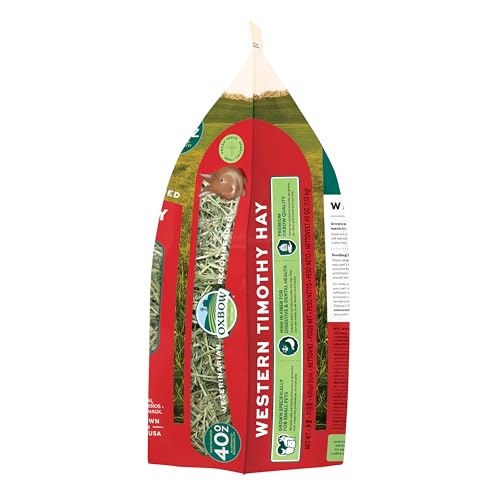 Oxbow Western Timothy Hay, Rabbit & Guinea Pig Hay, High Fiber, USA, 40 oz | Oxbow Timothy Hay, Bunny Hay For Rabbits, Guinea Pigs, Bunnies and Chinchillas, Hand-Sorted, De-Dusted, Made in USA - size: 40 Ounce (Pack of 1)