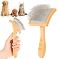 Slicker Brush for Long-Haired Dogs & Cats, Professional Dog Grooming Brush for (Goldendoodles, Poodles, Labradoodles), Large Pets Pin Tips Brushes with Natural Beech Wood Ergonomic Handle