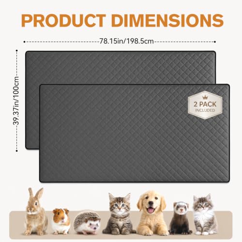 2PCS Extra Large Rabbit Cage Liner, 78.15 X 39.37in Guinea Pig Cage Liners | Washable Bunny Carpet, Leakproof Anti-Slip Absorbent Pee Pads Bunny Mat, Reusable Rabbit Cage Mat for Small Animals - size: 2PCS
