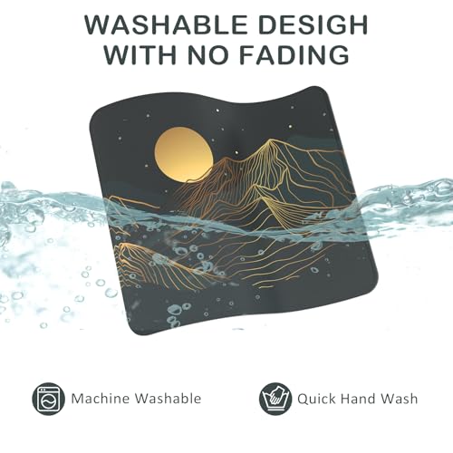 Mouse Pad with Stitched Edge, Multiple Patterns Computer Mouse Pads with Non-Slip Rubber Base, Washable Cloth Mousepad, for Gaming, Laptop, PC (Lunar Peaks) - color: 30Lunar Peaks