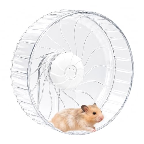 8 inch Silent Hamster Wheel, Stand-Free Cage Spinner, Clear | Stand-Free Cage Installation, Smooth-Rotating Exercise Wheel for Hamsters, Mice and Other Small Pets - color: Clear Without Stand, size: 8in