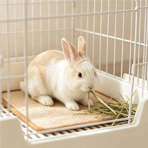 4PCS Rabbit Scratching Mats, Natural Sisal Bunny Scratch Pad Rabbit Mats for Cages, Claws and Teeth Care, Rabbit Chew Toys Bunny Accessories for Bedding Biting Sleeping Nesting (16x12in) - size: 4PCS